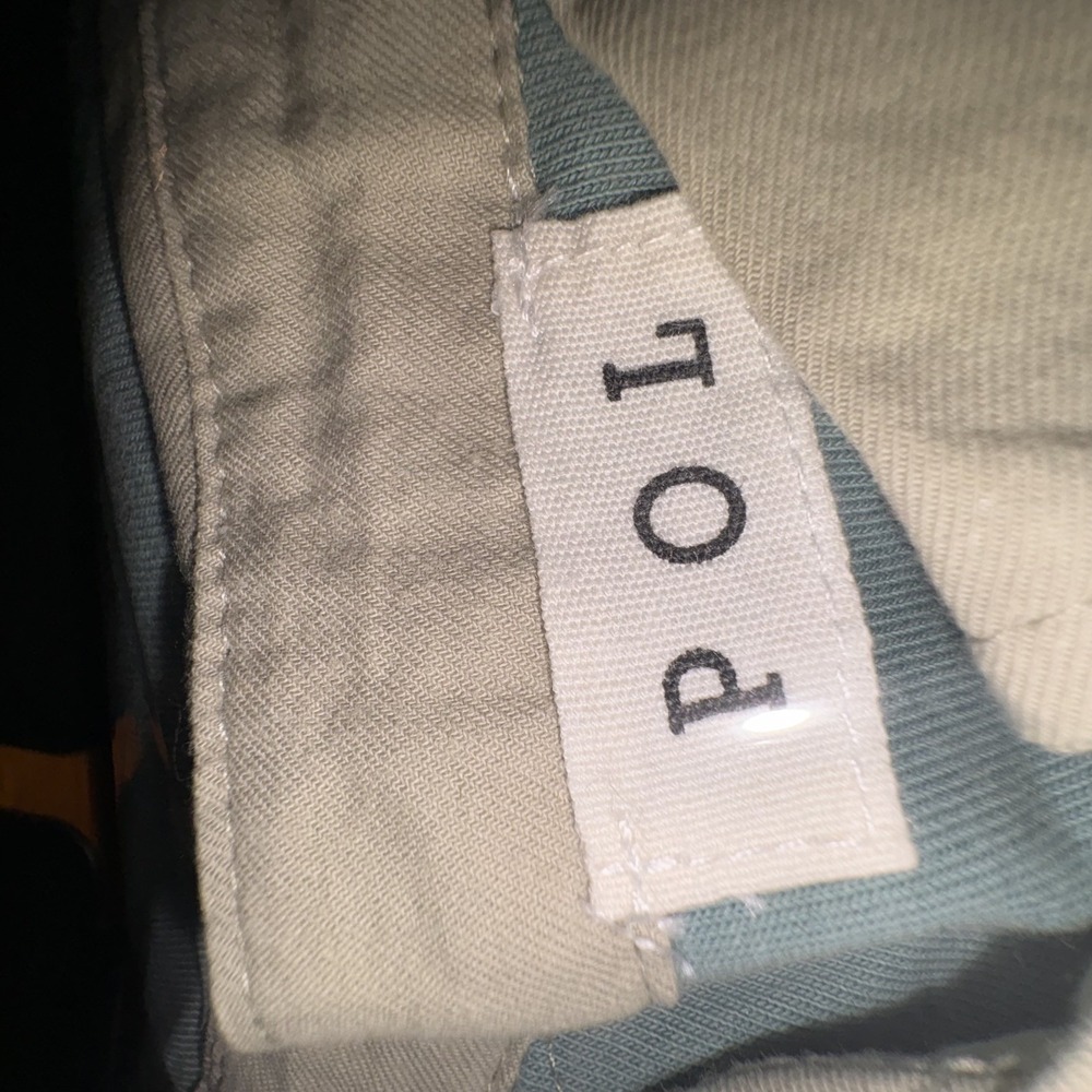 POL Women's Shacket XL NWOT Sage Green Black Patchwork Button Down Cotton Collar - Picture 6 of 8